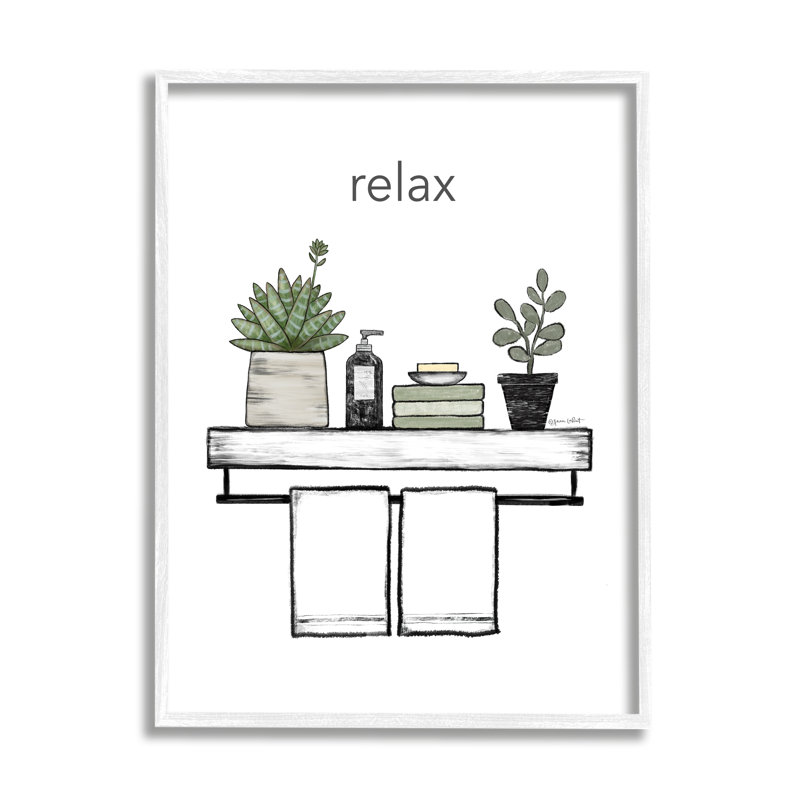 «Relax Bathroom Pots Botanicals», art de la giclée encadrée par Annie Lapoint, H 30 po x l 24 po x P 1,5 po