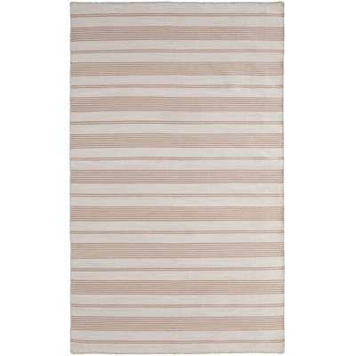 Perci Striped Handwoven Flatweave Area Rug in Rust Orange/Beige