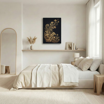 Art mural en toile Gallery Wrap pour le salon, la chambre à coucher, le bureau ou le vestibule - décoration murale décorative avec fougère champignon