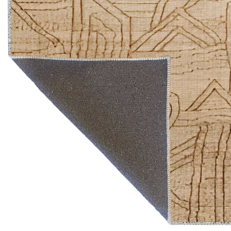 Tapis décoratif moderne à motif géométrique beige à rayures mélangées, Rectangle 3 pi 9,81 po x 4 pi 11,06 po