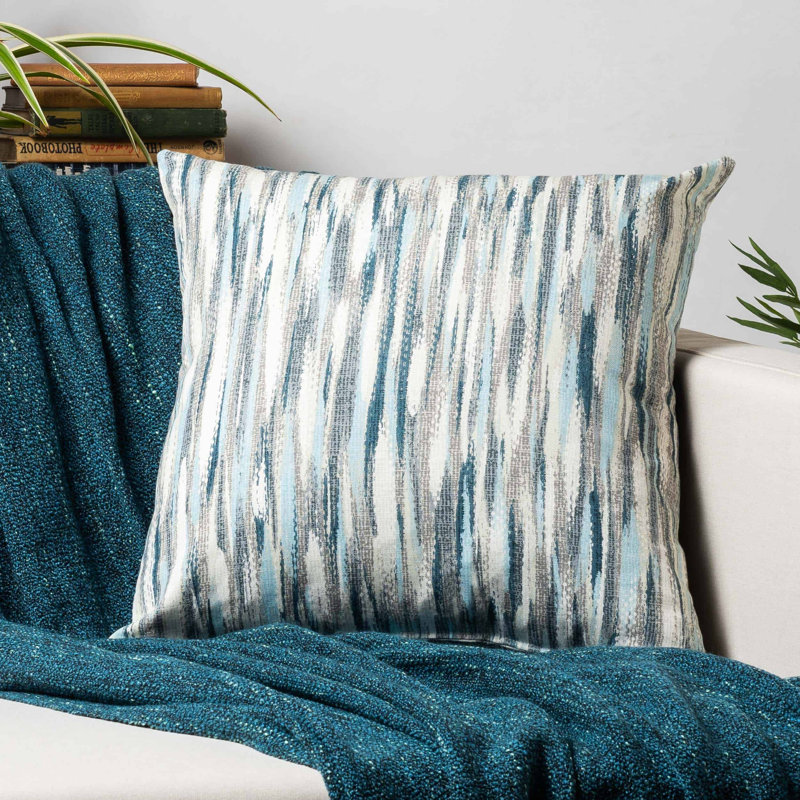 Striped Blue Cushion, 43x43cm, Cover only