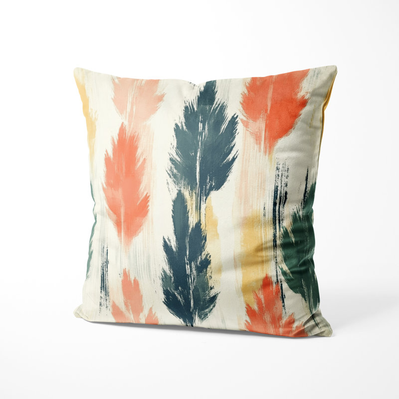 Coussin décoratif Boho - coussin à imprimé ikat Blue Meadow, H 18 po x l 18 po
