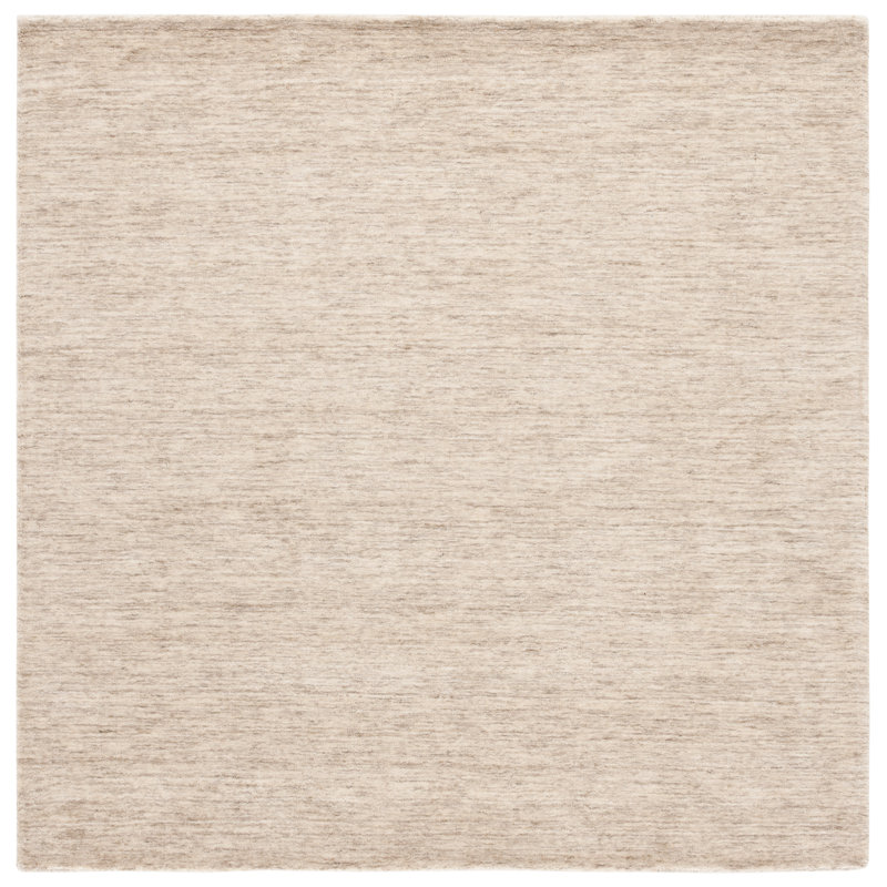 Funchess Handloomed Wool Cotton Rug in Beige, Square 6'