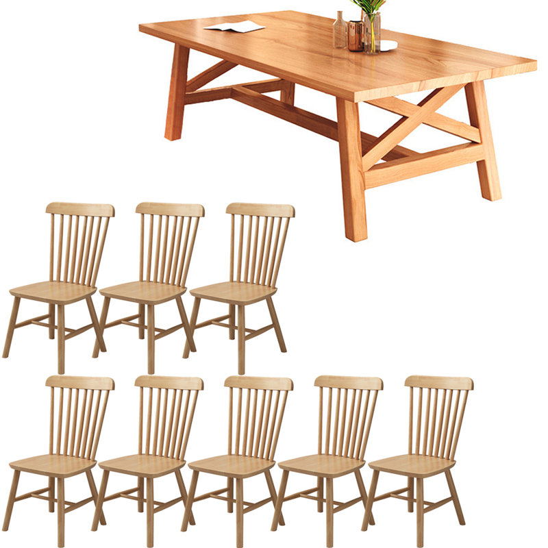 Ensemble de table à manger moderne et simple en bois massif, H 29,5 po x L 78,7 po x l 35,4 po