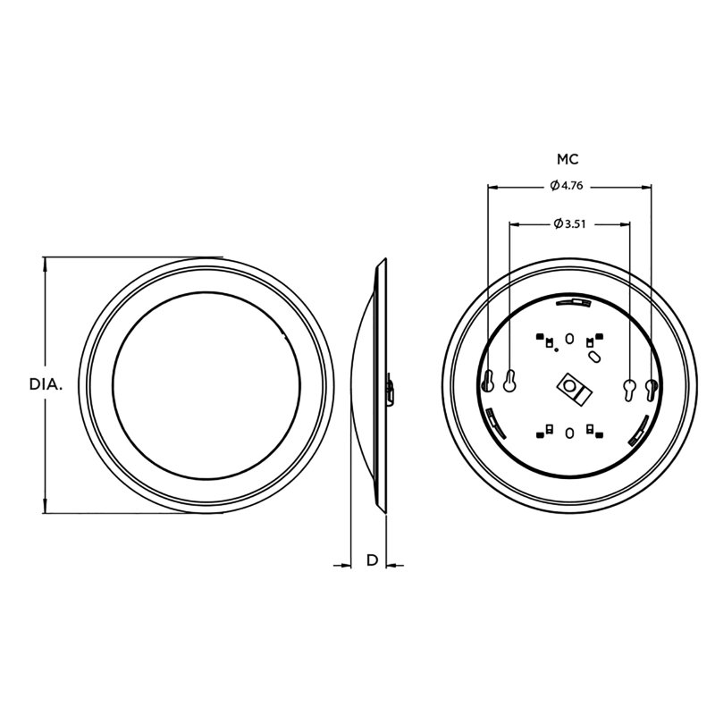 Plafonnier encastré mince DEL 6 po 120 V - 15 W - 5 CCT - Blanc