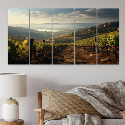 «Green Vineyard Dreamcatcher Field», impression d'art mural de ferme - 5 panneaux égaux