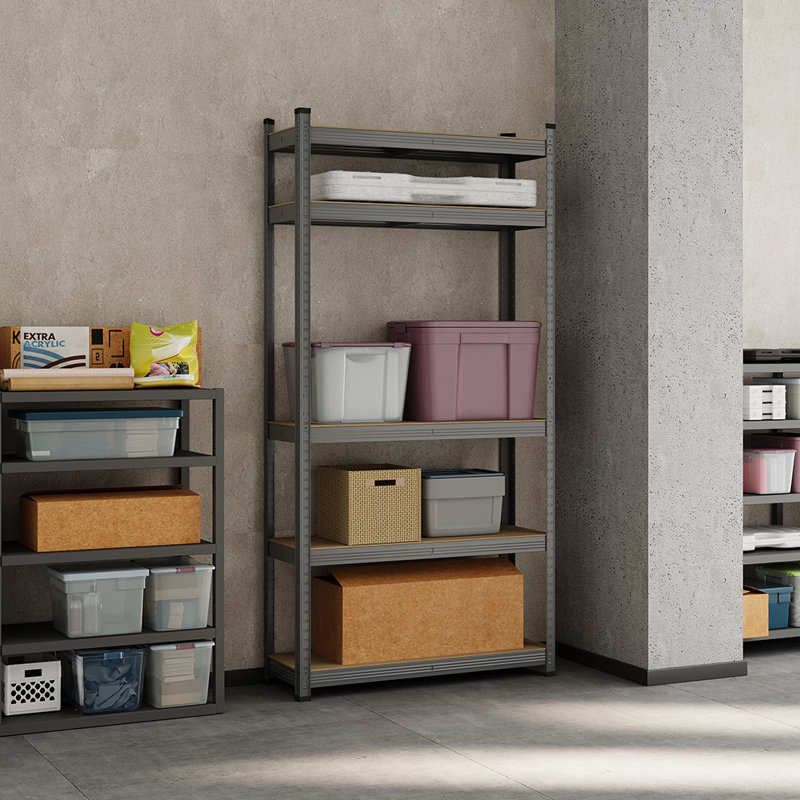 90cm W Metal Storage Rack, Gray