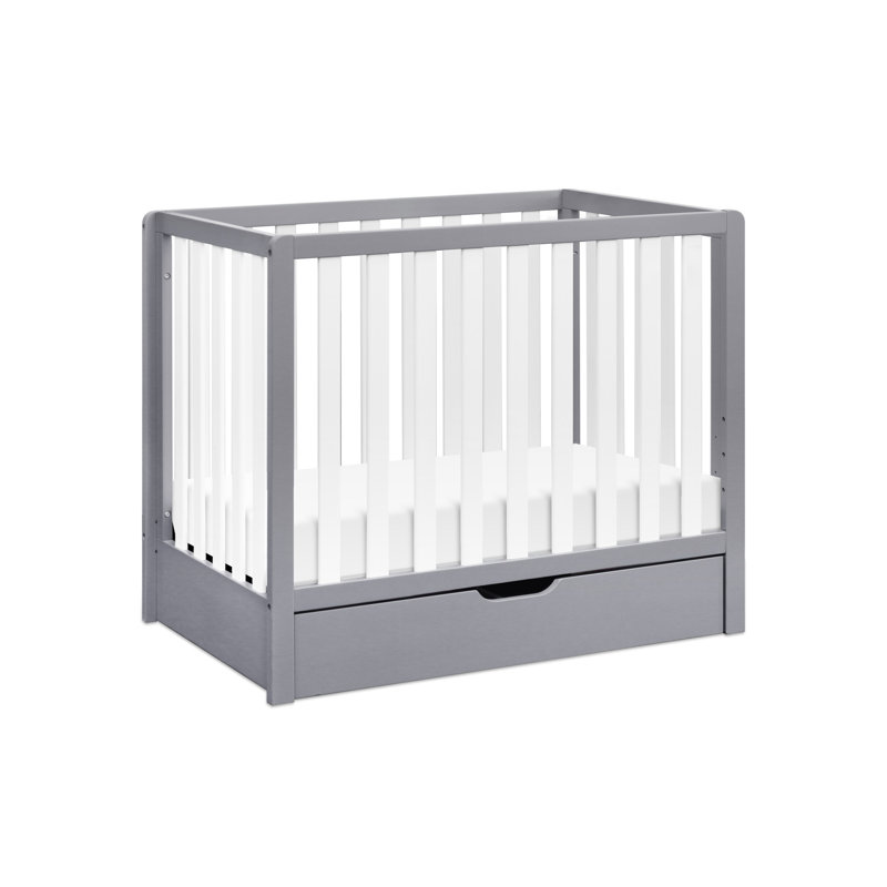 Lit de bébé convertible 4-en-1 Colby avec rangement, Gris / Blanc