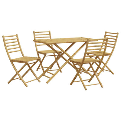 Alizeah 4 - Person Bamboo Patio Dining Set with Rectangular Table