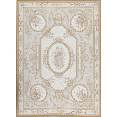 Aubusson Hand Knotted Wool Oriental Area Rug