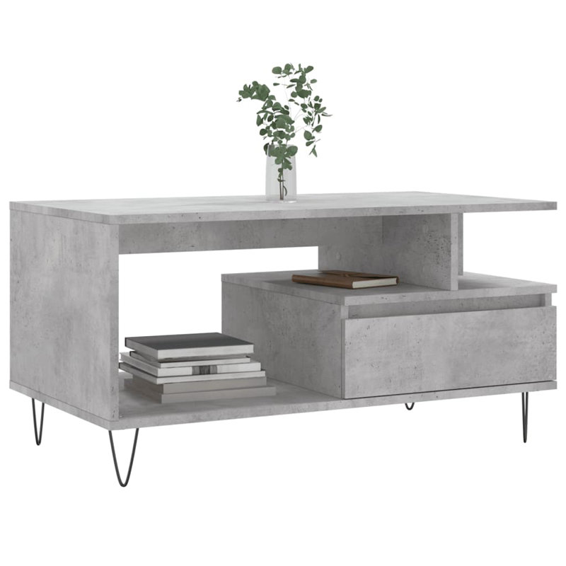 Coffee Table with Storage, Concrete Grey