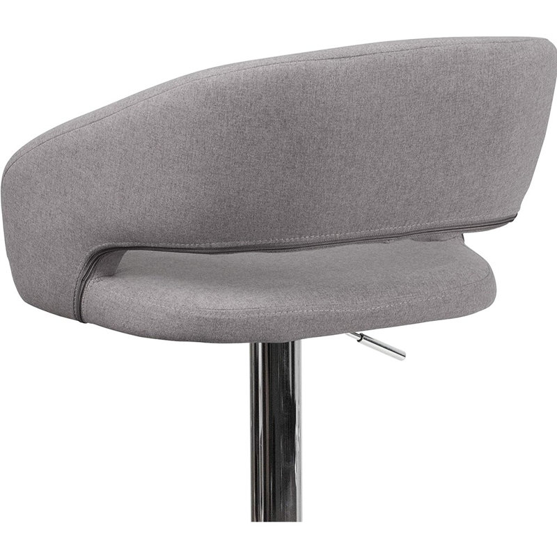 Amberlie Modern Upholstered Adjustable-Height Barstool with Footrest, Chrome, Gray