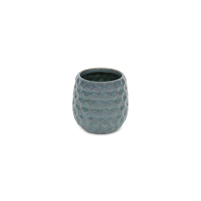 Pot à fleurs en céramique Eddins, Bleu, H 3,25 po x l 2,75 po x P 5,75 po