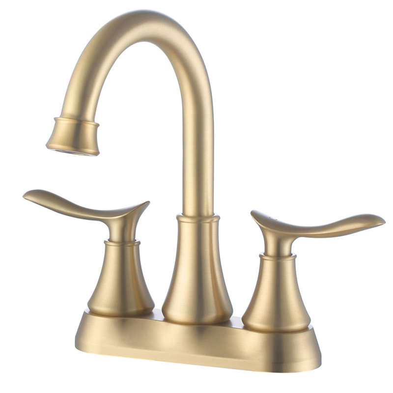 Centerset 2-handle Bathroom Faucet with Drain Assembly, Brushed Gold