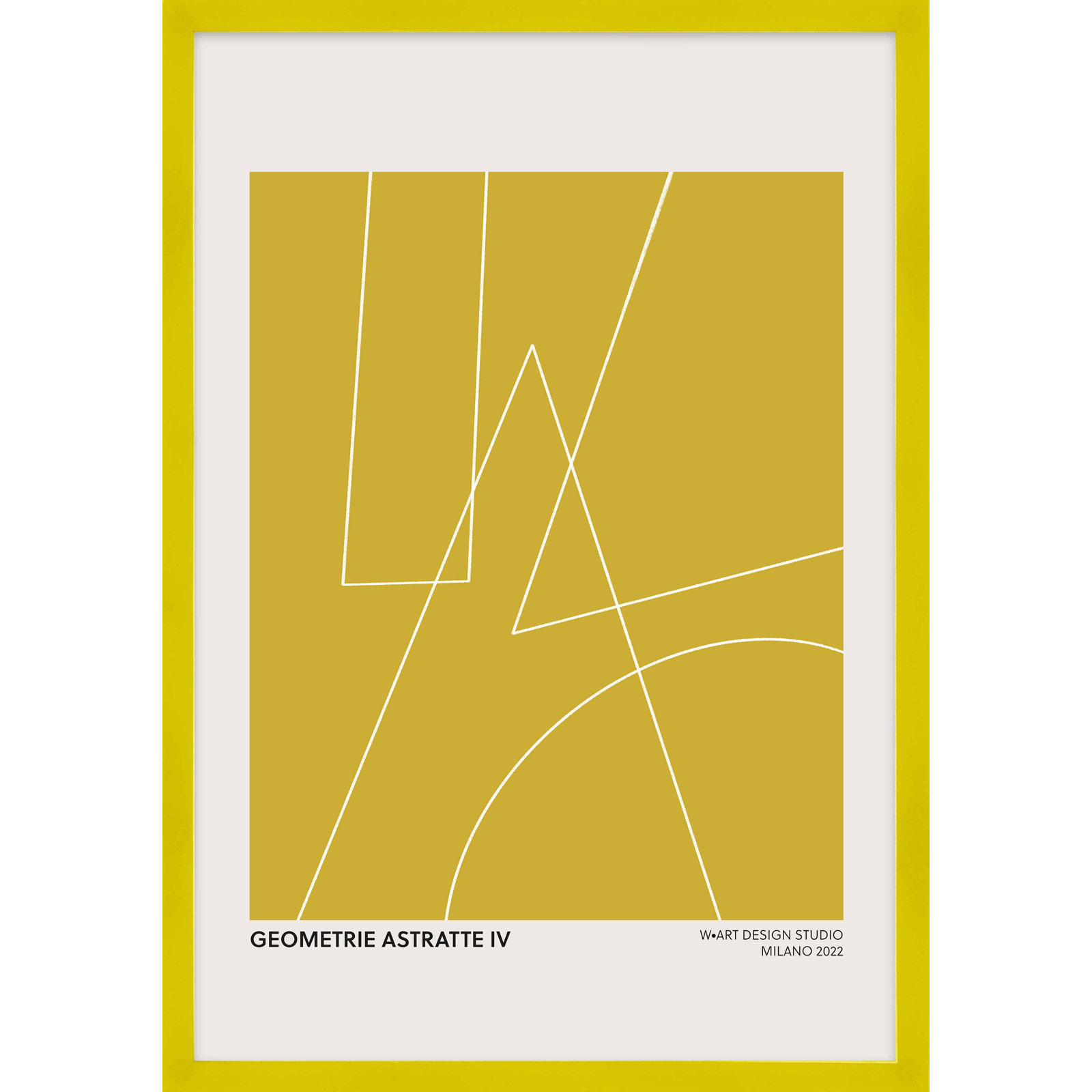 Caila "Geometric Abstraction in Yellow" Print, 50" H x 35" W x 1.25" D, Yellow