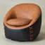 Fauteuil demi-tonneau pivotant en cuir véritable l 32,3 po-1447248618