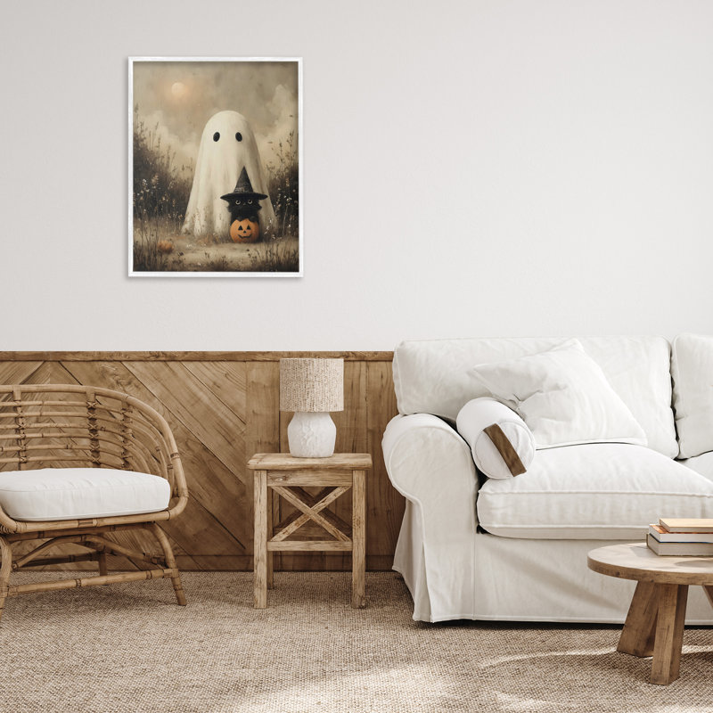 Ghost with Black Kitten, estampe numérique, design par Arlington Prints, H 20 po x l 16 po