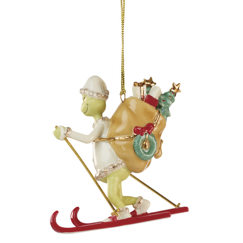 Lenox Grinch On Skis Ornament