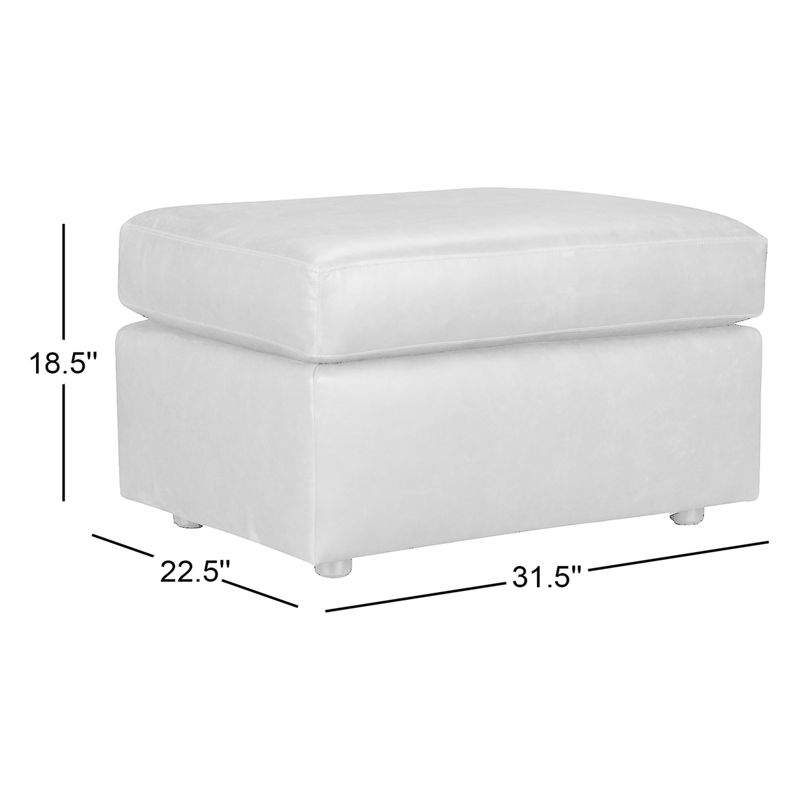 Savannah Leather Ottoman, Steamboat Driftwood Genuine Leather