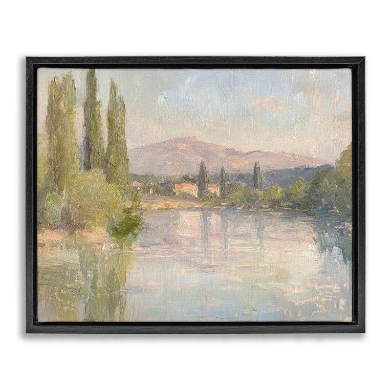 Cadre flottant Place By The Lake, design par Petal Prints Design, Cadre flottant noir de jais, H 17 po x l 21 po
