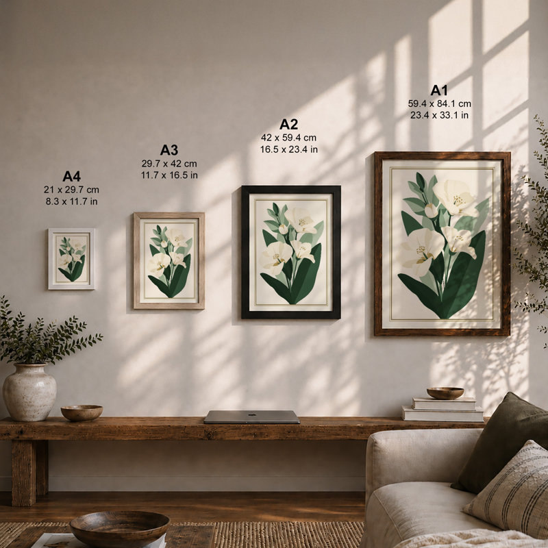 Study in Cream Botanical - Framed Print, Unframed, A2 - 59.4 x 42.0 cm