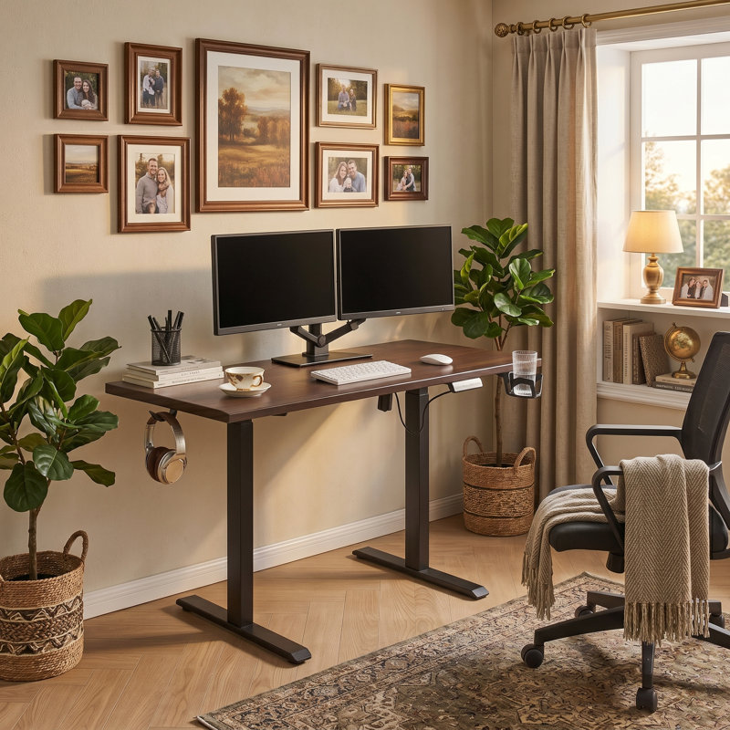 Bureau électrique moderne en bois d'hévéa