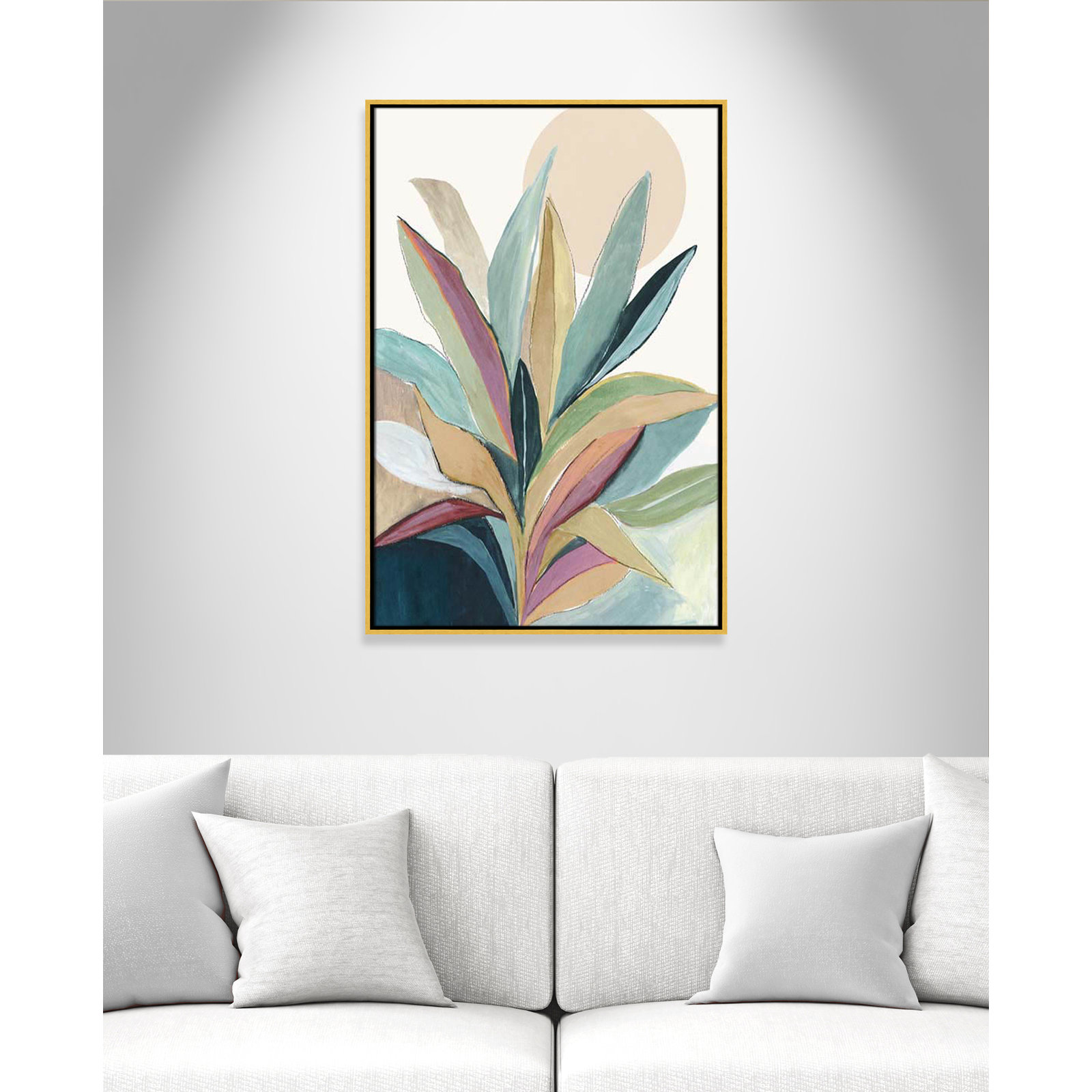 Sherbrooke Sunny Bright Leaves I by Asia Jensen Print, Gold Floater Framed, No Mat, 37.5" H x 25.5" W x 2" D