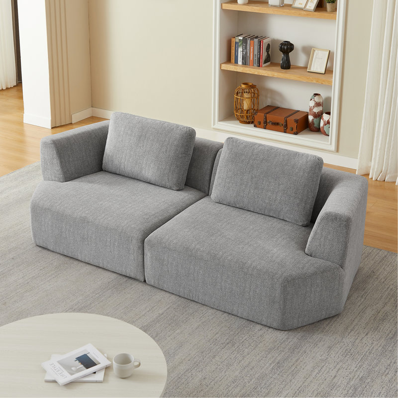 Canapé compressé surdimensionné à 3 places avec tissu chenille, sans assemblage, peu encombrant pour le salon, l’appartement