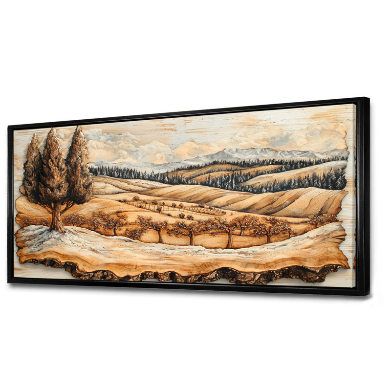 Dalke - vignoble, art mural, Noir, H 28 po x l 60 po, Impression encadrée flottante