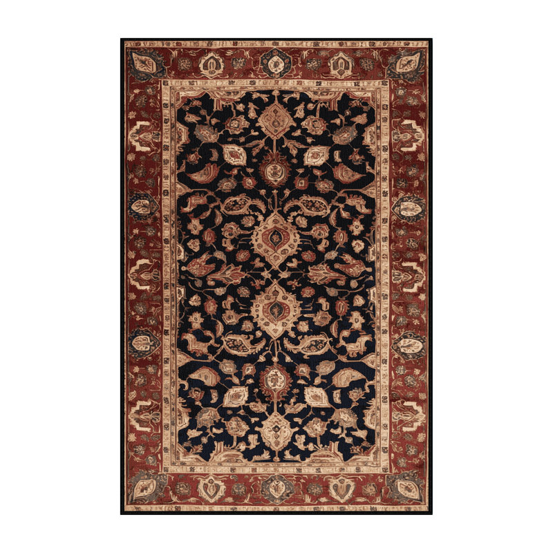 Machine Washable Persian Brown Area Rug, Rectangle 7' x 10'