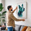 Attentive Dog in Teal Modern 1 Piece Wrapped Canvas Wall Art-777944327-777944381