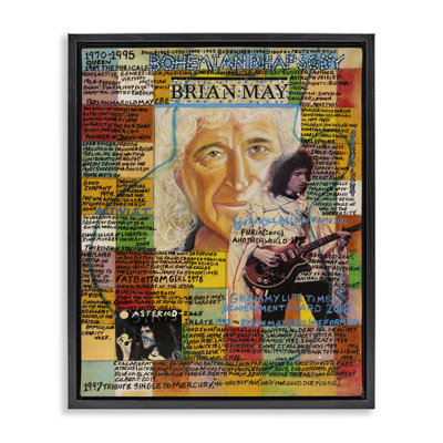 Brian May Collage Black Framed Floater Canvas Wall Art by Sabin