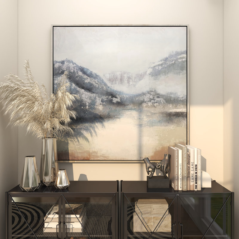 Paysage abstrait, peinture sur toile à cadre flottant