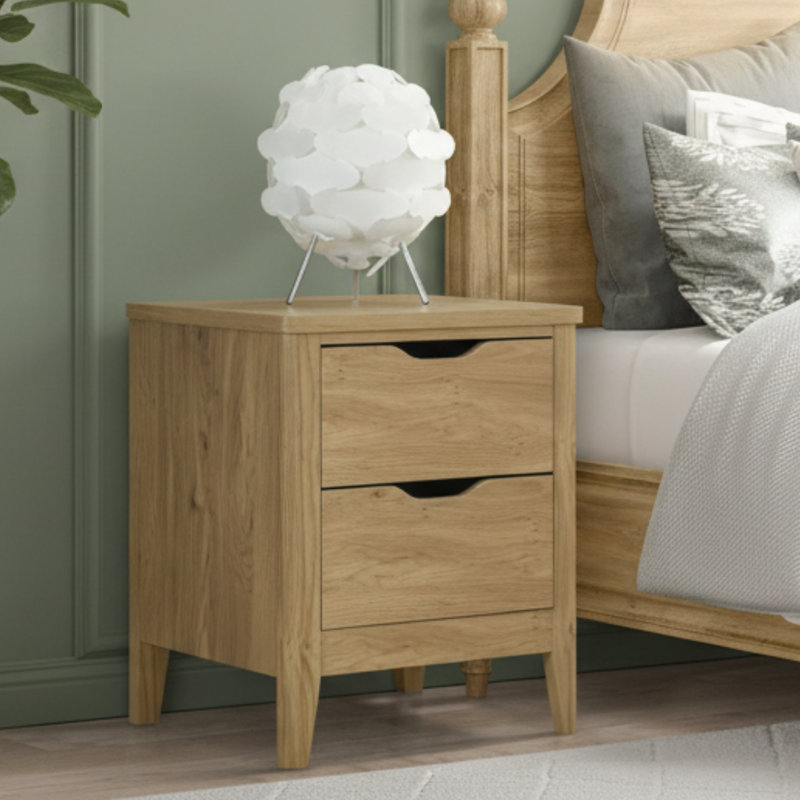 Haven 2 Drawer Set Of 2 Nightstand, Bedside Table With Storage Drawers, Night Stand For Bedroom, End Table Or Side Table For Living Room, 15.7" D X 18.7" W X 21.7" H, Oak