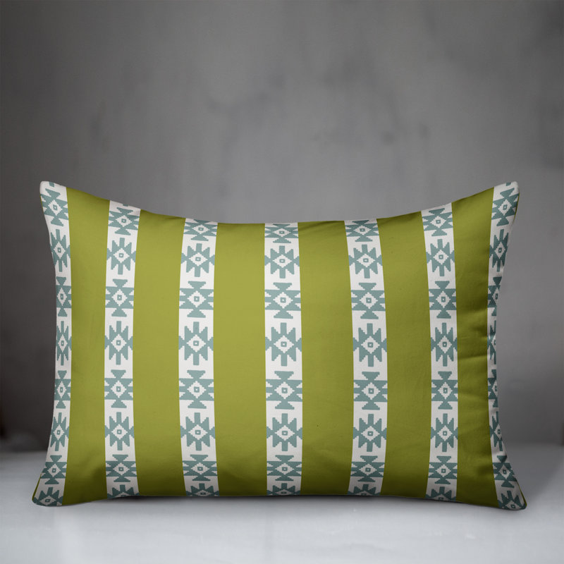 Southwestern Striped Reversible Throw Pillow, Green/Gray
