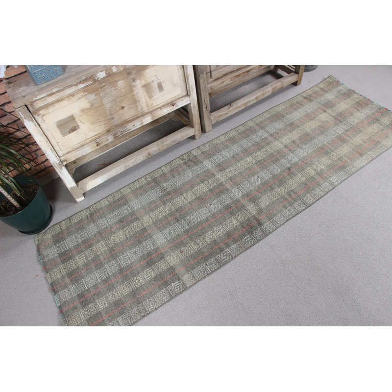 Chemin de table turc rétro avec rayures vertes pour un couloir de style rustique et bohème