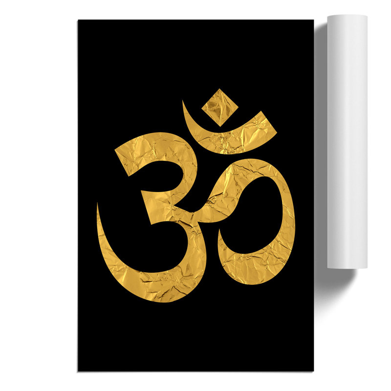 Om Symbol in Gold - Unframed Graphic Art, 42cm H x 30cm W x 0.1cm D