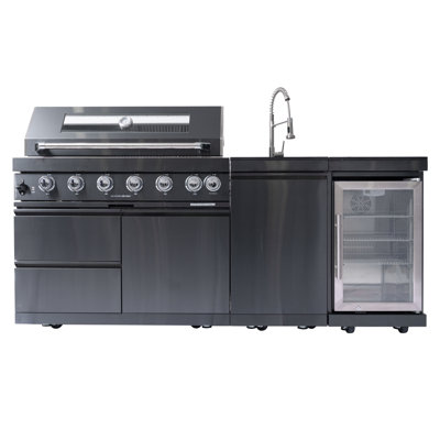 S00002 NG 43 pouces 6 brûleurs 85 000 BTU Cuisine en acier inoxydable de luxe Bar au gaz Barbecue en îlot de cuisine