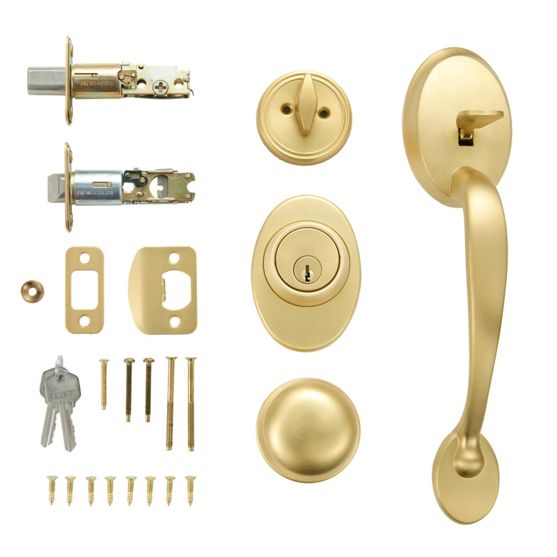 Coventry Door Handleset With Lever And Deadbolt In Gold
