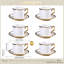 Tasse à café classique en céramique 3 oz avec bordure dorée et soucoupe assortie (blanc)