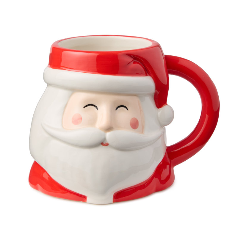 Ensemble de 4 tasses en céramique 3D Christmas Whimsy Santa