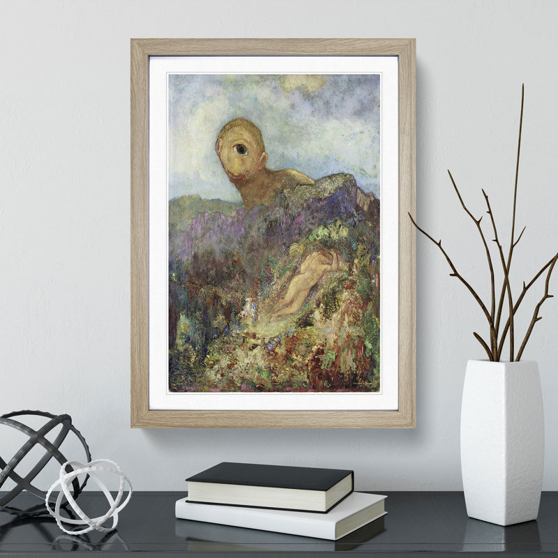 The Cyclops by Odilon Redon - Picture Frame Painting, Oak Framed, 36cm H x 27cm W x 2cm D