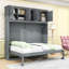 Wood Murphy Bed with Top Cabinets, Space-Saving Foldable Design-1086208195-1086208194