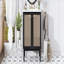 Meuble-lavabo de 30 pouces fabriqué à partir de matériaux naturels, avec des portes en rotin faites à la main et des mécanismes de fermeture en douceur