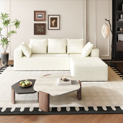 106" Cloud Comfort Modular Sectional Sofa With L-shape Chaise - Soft Corduroy Fabric, Deep Seat, No Assembly Required, Modern Couches For Living Room