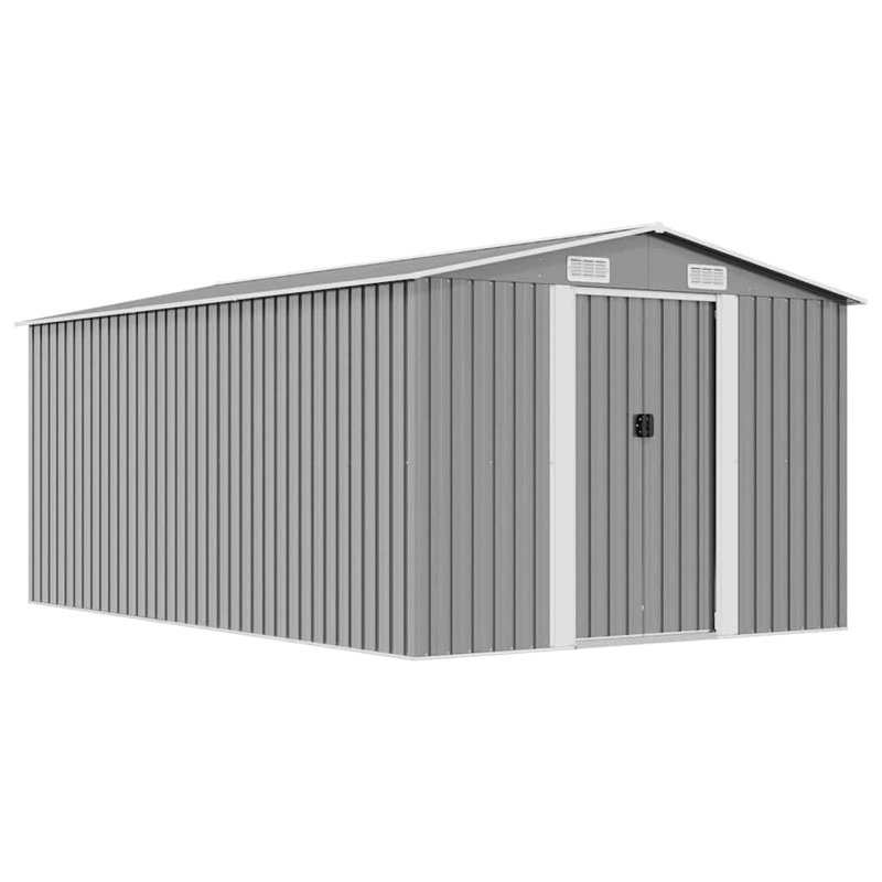 Pamlico 8.43 ft. W x 0 ft. D Metal Traditional Storage Shed, Gray, 148.8" W