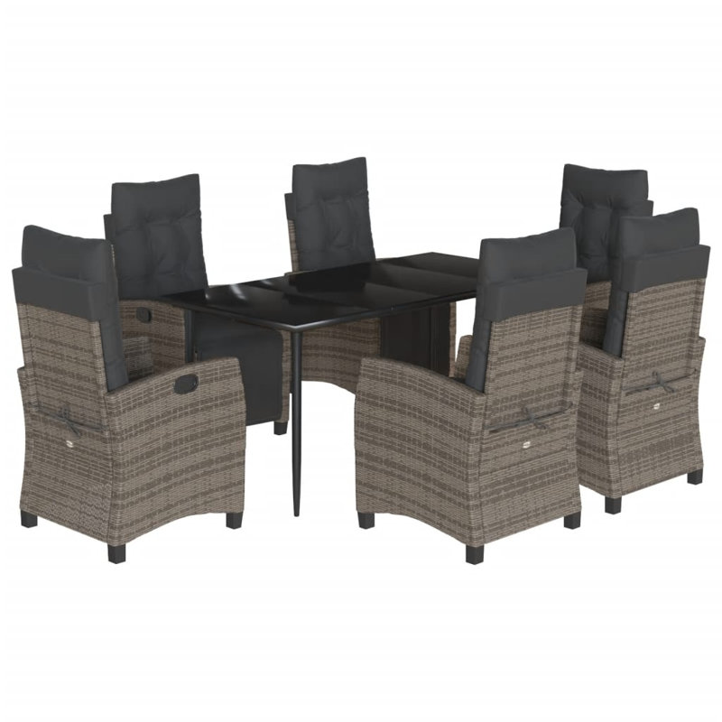 Ensemble de salle à manger Vidaxl, H 24,4 po x l 63 po x P 31,5 po, 6, Noir/gris