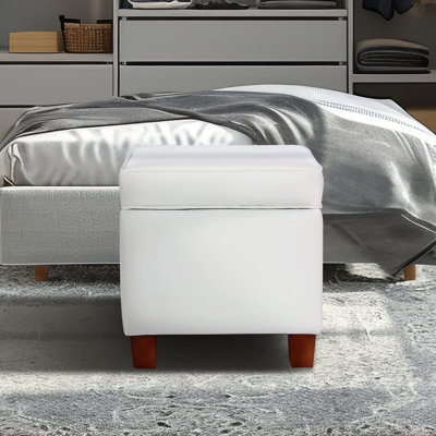 Kemmerer Faux Leather Storage Ottoman with Wooden Legs
