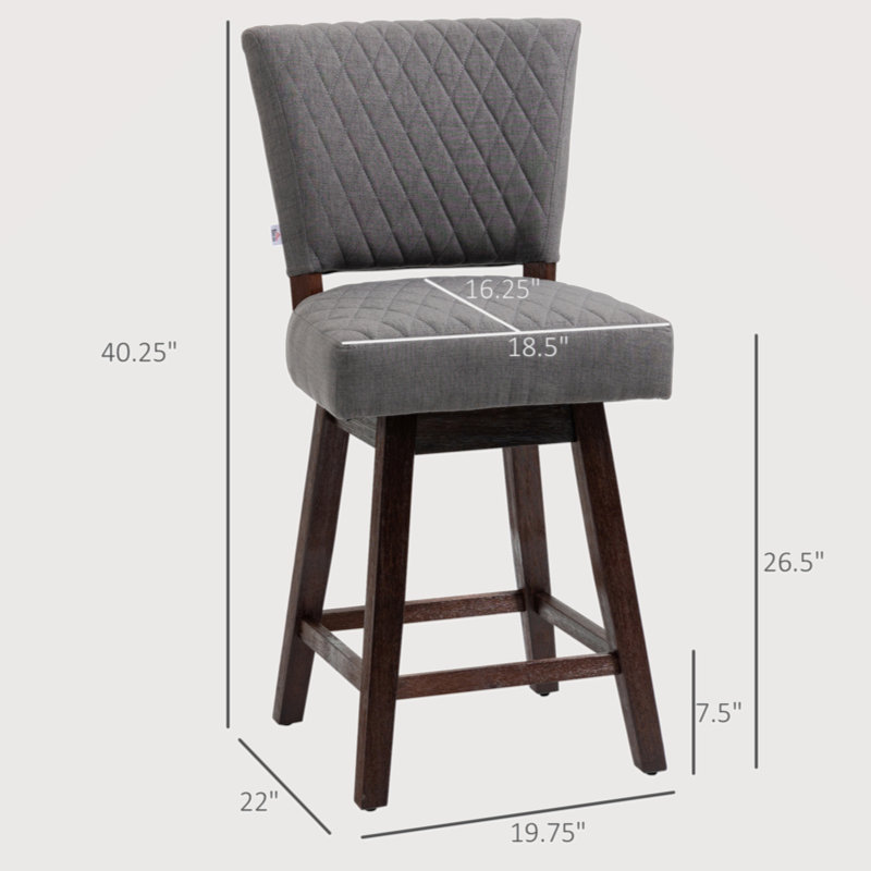 Tabouret de comptoir pivotant de 26,5 po, Gris