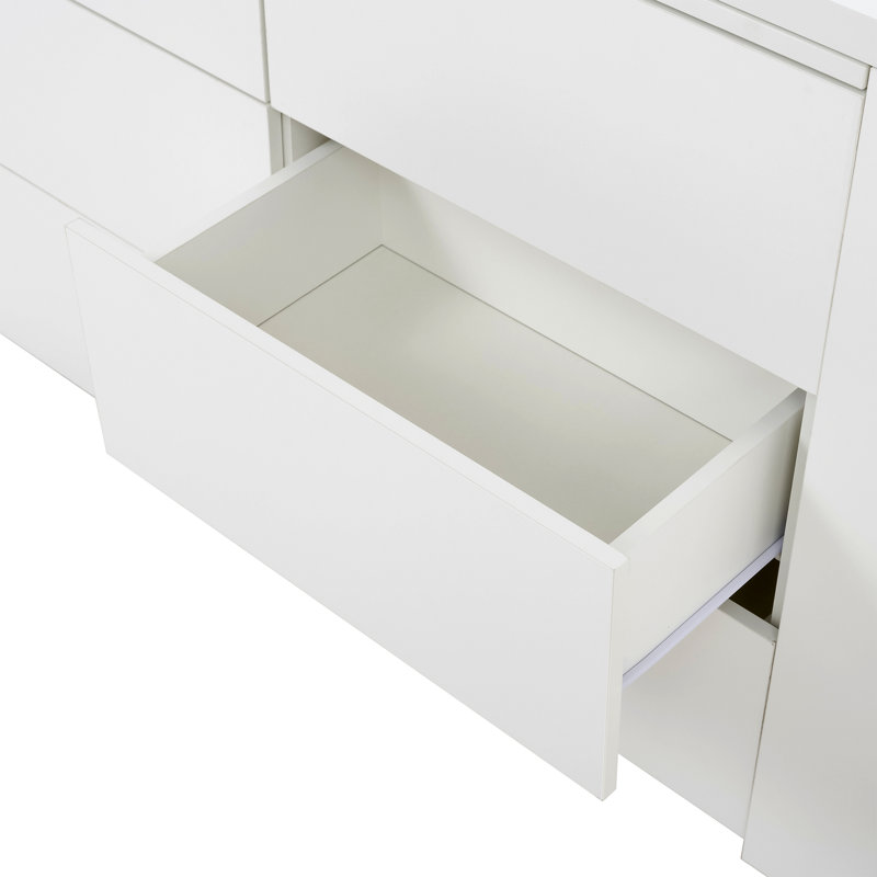 Six tiroirs, bureau amovible, trois compartiments de rangement